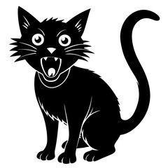 A cat making a silly scared face silhouette vector illustration