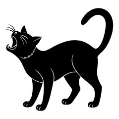 A cat making a silly scared face silhouette vector illustration