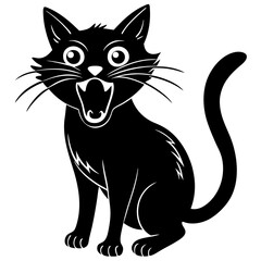 A cat making a silly scared face silhouette vector illustration