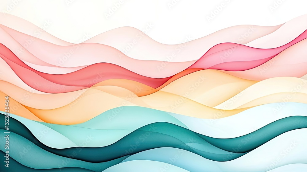 Poster pastel color illustration abstract background idea. abstract waves of color blend seamlessly to crea