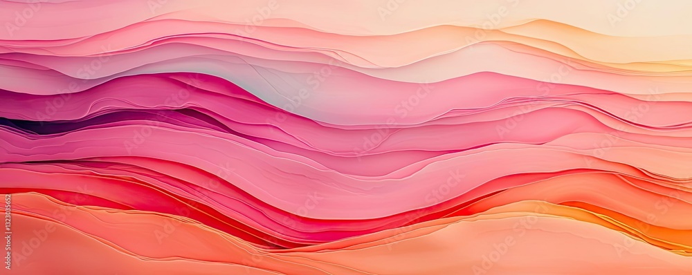 Poster vibrant color art abstract background idea. vibrant abstract waves in pink and orange hues creating 
