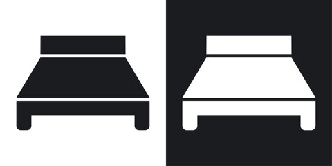 Bed icons set in flat filled style.