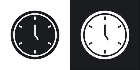 Clock-five icons set in flat filled style.