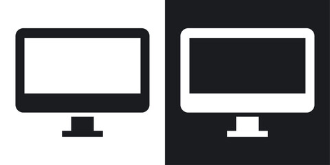 Computer Screen icons set in flat filled style.
