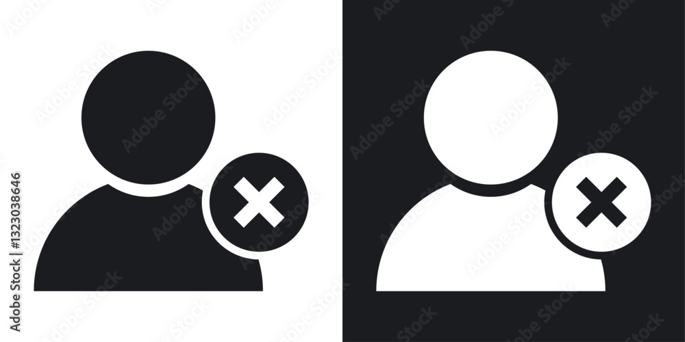 Poster delete user icons set in flat filled style.