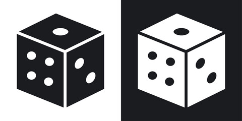 Dice icons set in flat filled style.