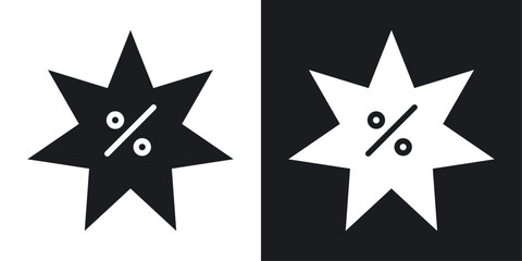 Discount icons set in flat filled style.