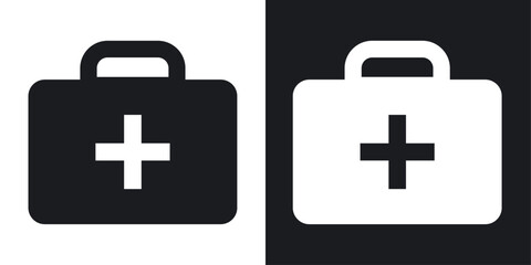 Doctor bag icons set in flat filled style.