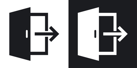 Exit icons set in flat filled style.