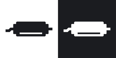 Exhaust pipe icons set in flat filled style.