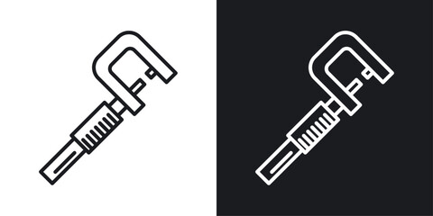 Micrometer icons set in flat filled style.