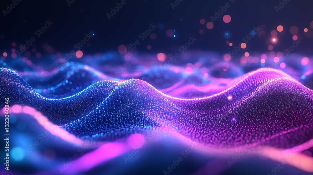 Poster digital waveforms in blue and purple, abstract background. abstract digital background with flowing 
