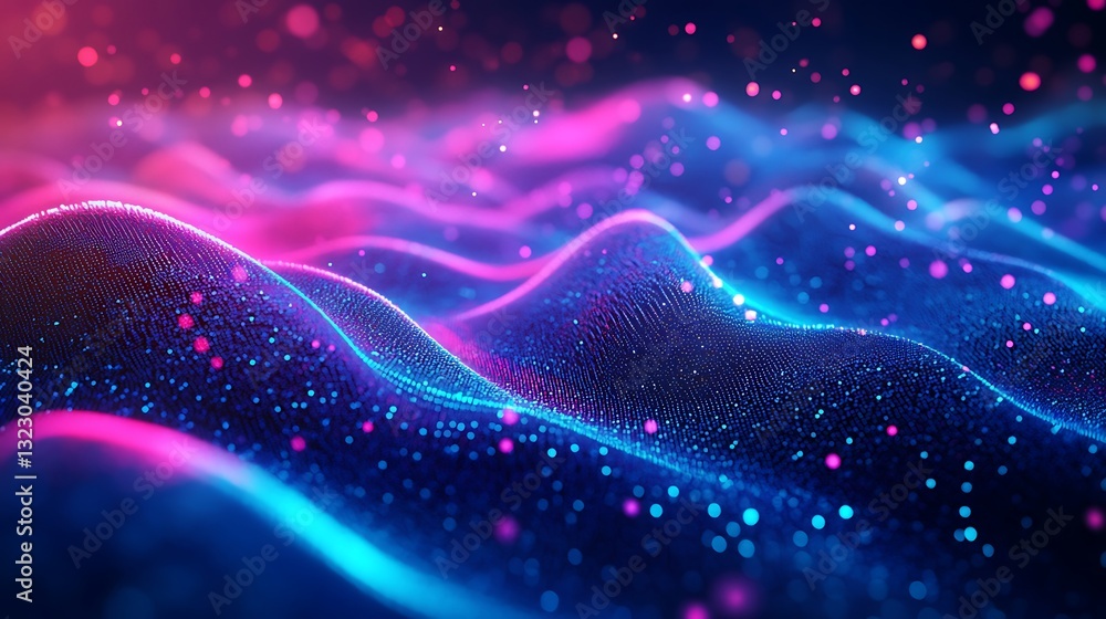 Poster digital waveforms in blue and purple, abstract background. abstract digital background with flowing 