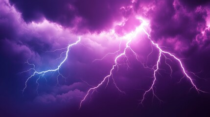 Purple Sky Dramatic Lightning Storm Cloudscape