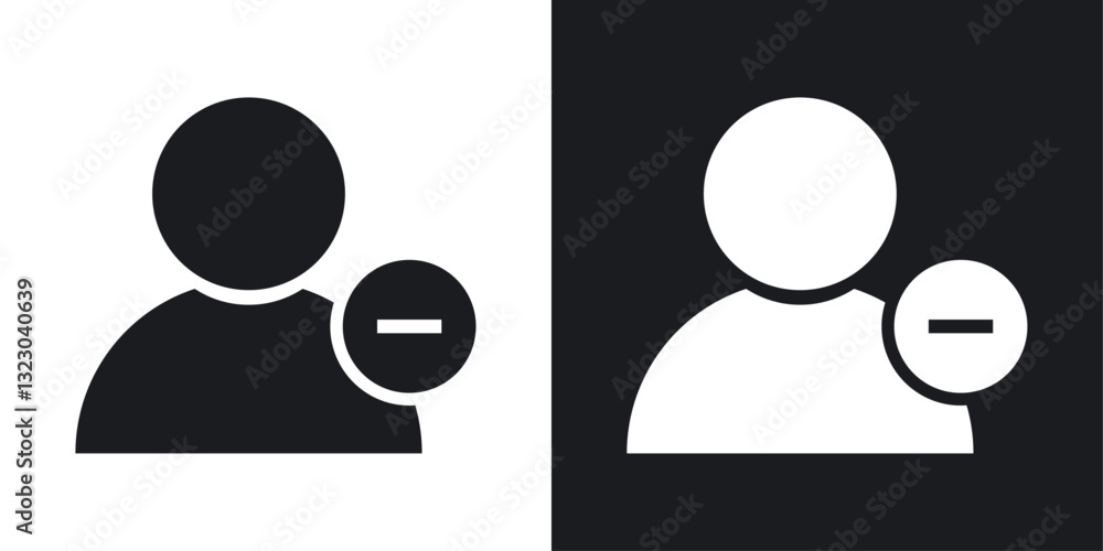 Poster remove user icons set in flat filled style.