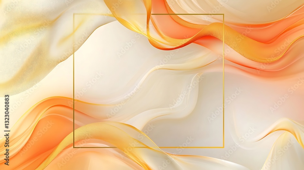 Poster bright speed abstract orange swoosh border certificate. liquid fluid yellow abstract background. min