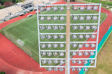 Aerial View of Stadium Floodlight Tower