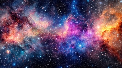 Naklejka premium Colorful Cosmic Nebula with Bright Stars and Deep Space Background