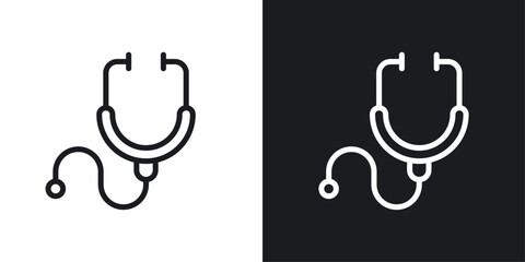 Stethoscope icons set in flat filled style.