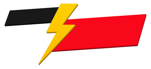 Yellow Flash Thunder Power with Black Red Parallelogram for Business Promotion