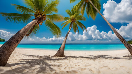 Tropical beach with coconut trees