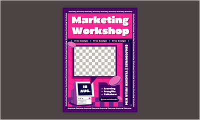 Marketing Workshop Flyer. Creative corporate business banner template design for webinar, marketing, online class program,