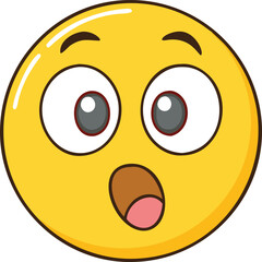 Surprised emoji with wide eyes and open mouth, A yellow surprised emoji with wide eyes and an open mouth, showing shock, surprise, and astonishment in a playful way.
