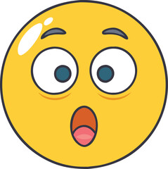 Fototapeta premium Surprised emoji with wide eyes and open mouth, A yellow surprised emoji with wide eyes and an open mouth, expressing shock, surprise, and astonishment in a playful manner. 