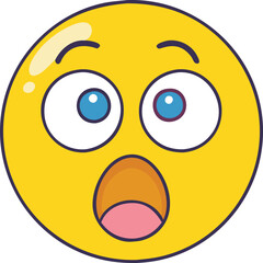 Fototapeta premium Surprised emoji with wide eyes and open mouth, A yellow surprised emoji with wide eyes and an open mouth, showing shock and amazement in an exaggerated and playful way. 
