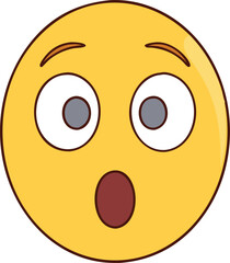 Surprised emoji with wide eyes and open mouth, A yellow surprised emoji with wide eyes and an open mouth, displaying shock, astonishment, and surprise in a playful manner.
