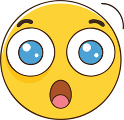 Surprised emoji with wide eyes and raised eyebrow, A yellow surprised emoji with wide eyes, an open mouth, and a raised eyebrow, showing shock and astonishment in a playful way.
