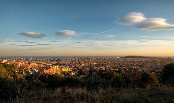 Barcelona City, City Skyline At sunset
