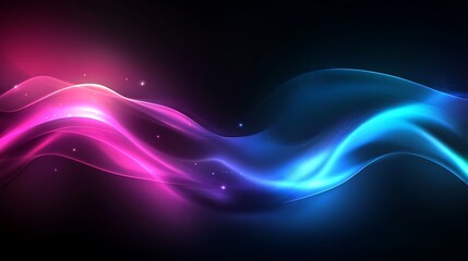 Obraz premium Abstract background of modern tech gradient waves in blue and pink hues, technology, modern, abstract, background, waves. Dynamic abstract light trails in neon pink and blue hues.