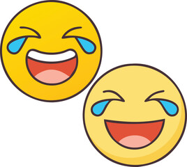 Fototapeta premium Two laughing emojis with tears of joy, Two yellow laughing emojis with tears of joy, expressing extreme happiness and laughter in a fun and humorous way. 