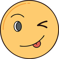 Winking smiley face emoji with tongue out, A playful yellow winking emoji with a tongue sticking out, expressing fun, cheekiness, and lightheartedness in digital messages.
