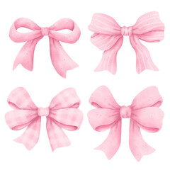 Elegant Whimsical Hand-Drawn watercolor Decorative pink Bow.  Vector Illustration. 
Perfect for quirky holiday, wedding, birthday decorations. 
Vector Illustration in Vintage and Retro Style