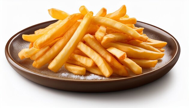prato com porcao de batatas fritas crocante isolado em fundo transparente batata frita com sal
