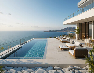 Obraz premium Skyline Luxury – Stunning Penthouse Illustrations with Breathtaking Panoramic Views