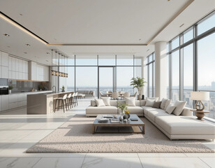 Fototapeta premium Skyline Luxury – Stunning Penthouse Illustrations with Breathtaking Panoramic Views