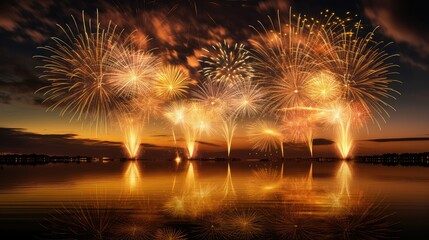 bursts gold fireworks