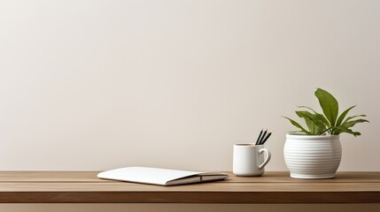 Fototapeta premium uncluttered desk with coffee