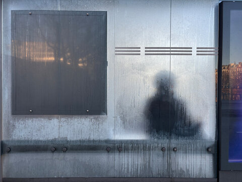 glass window of bus shelter