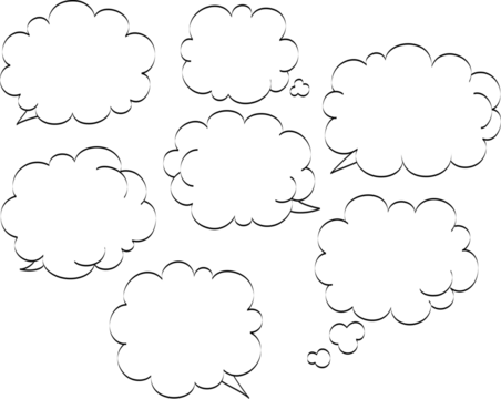 雲の吹き出しのイラストセットvol01