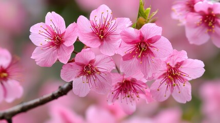 Obraz premium Delicate Pink Cherry Blossom Blooms in Full Spring Season Splendor