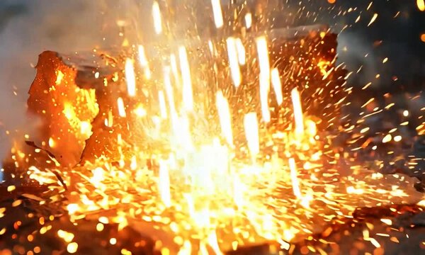 Dramatic Depiction of Glowing Business Contract Shattering into Fiery Shards