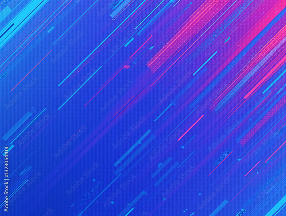 Poster abstract gradient blue background with diagonal lines and glowing stars. generative ai