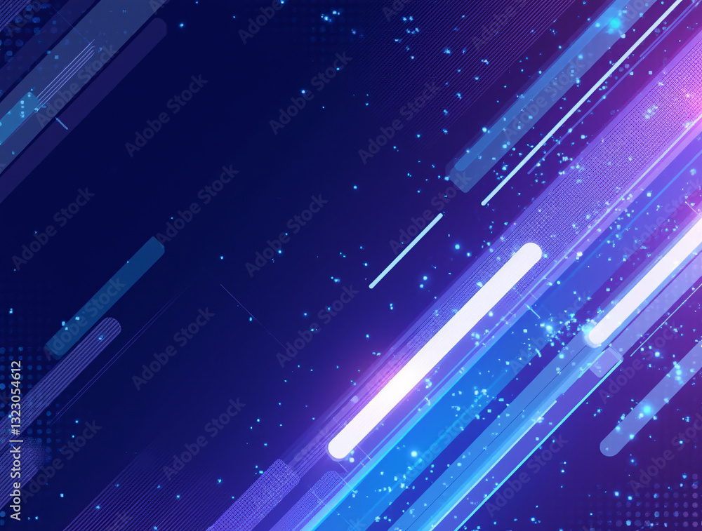 Aufkleber abstract gradient blue background with diagonal lines and glowing stars. generative ai