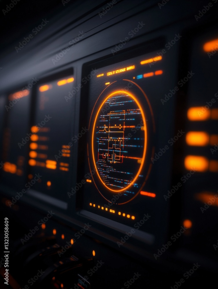 Poster futuristic control panel interface sci fi tech hud display