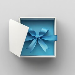 Blank open white gift box with red ribbons isolated on pink pastel color background with shadow 3D rendering