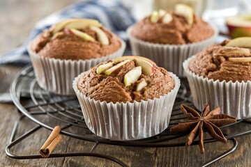 Apple sauce muffins with cinnamon sugar and spices